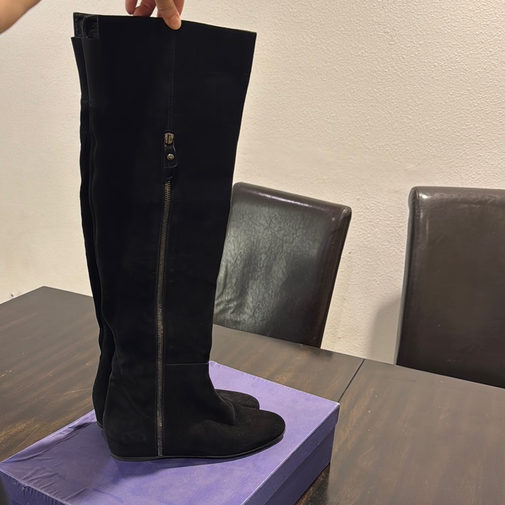 Stuart Weitzman over the knee black suede boots